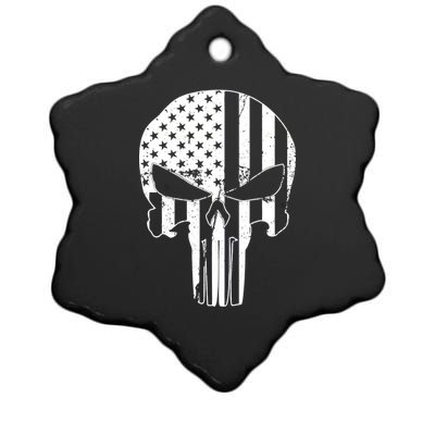 Distressed USA American Skull Ceramic Star Ornament