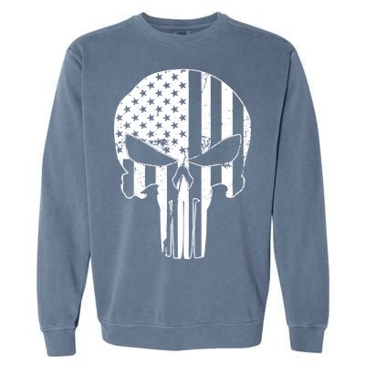 Distressed USA American Skull Garment-Dyed Sweatshirt