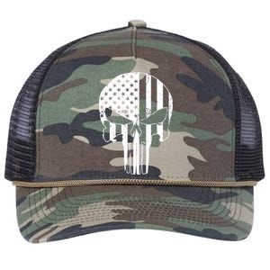 Distressed USA American Skull Retro Rope Trucker Hat Cap