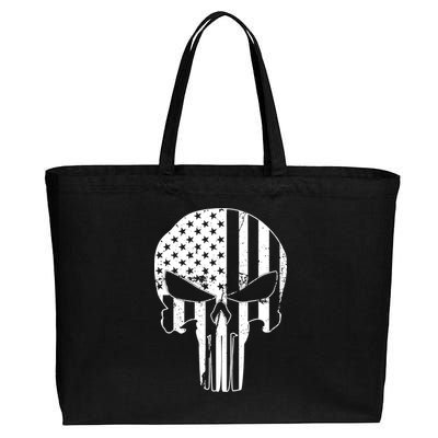 Distressed USA American Skull Cotton Canvas Jumbo Tote