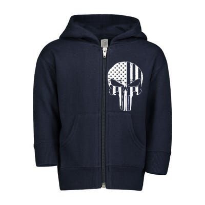 Distressed USA American Skull Toddler Zip Fleece Hoodie