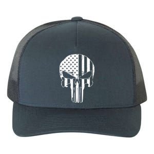 Distressed USA American Skull Yupoong Adult 5-Panel Trucker Hat