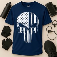 Distressed USA American Skull Cooling Performance Crew T-Shirt
