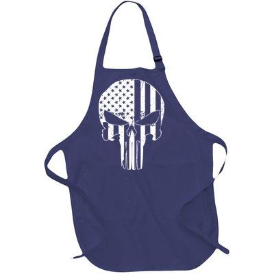 Distressed USA American Skull Full-Length Apron With Pockets