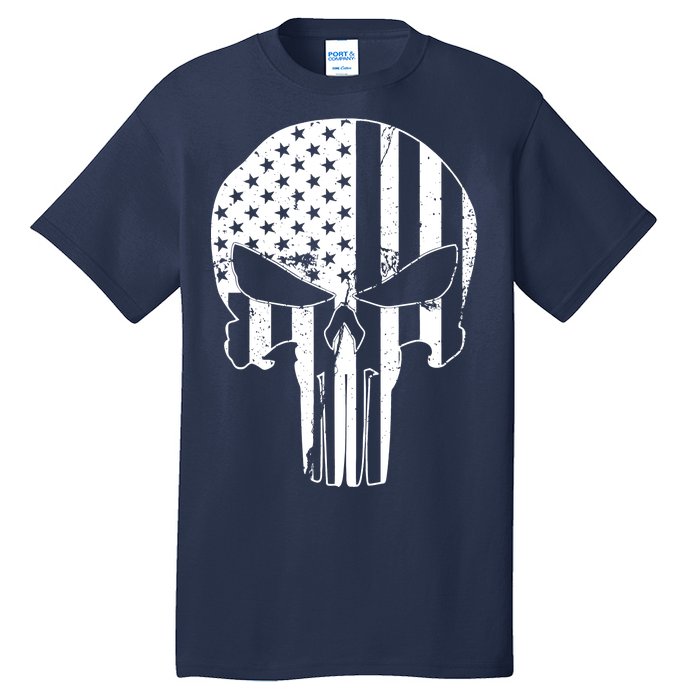 Distressed USA American Skull Tall T-Shirt