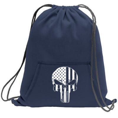 Distressed USA American Skull Sweatshirt Cinch Pack Bag