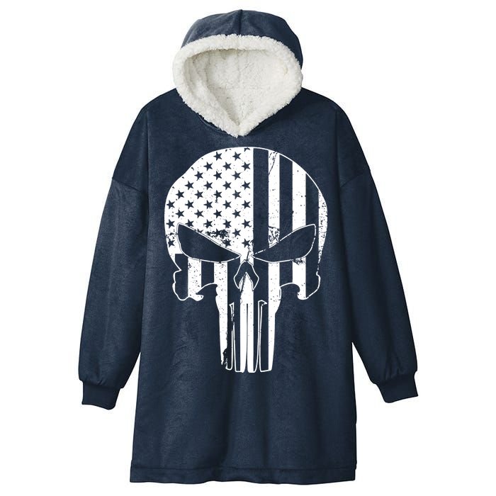 Distressed USA American Skull Hooded Wearable Blanket