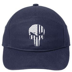 Distressed USA American Skull 7-Panel Snapback Hat