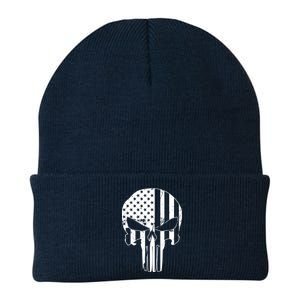 Distressed USA American Skull Knit Cap Winter Beanie