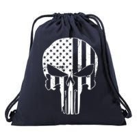 Distressed USA American Skull Drawstring Bag