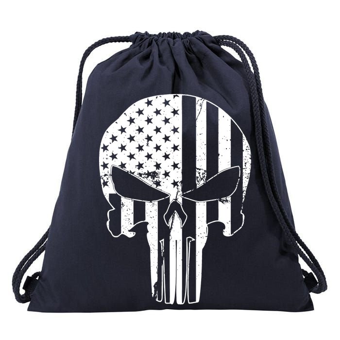 Distressed USA American Skull Drawstring Bag