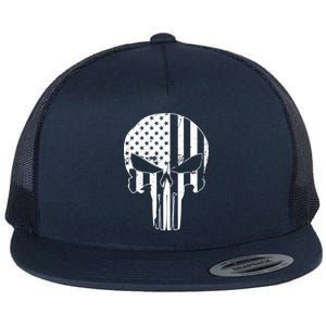 Distressed USA American Skull Flat Bill Trucker Hat