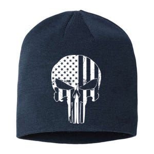 Distressed USA American Skull Sustainable Beanie