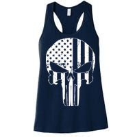 Distressed USA American Skull Women's Racerback Tank