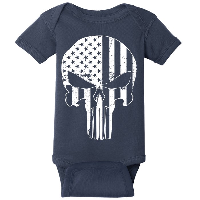 Distressed USA American Skull Baby Bodysuit