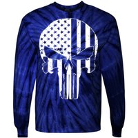 Distressed USA American Skull Tie-Dye Long Sleeve Shirt