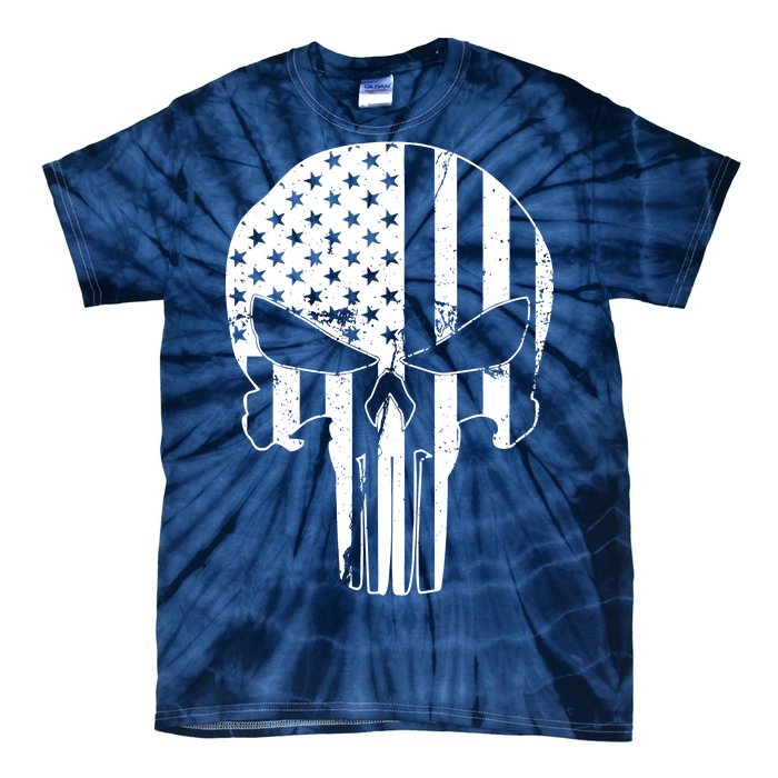 Distressed USA American Skull Tie-Dye T-Shirt