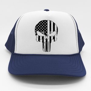 Distressed USA American Skull Trucker Hat