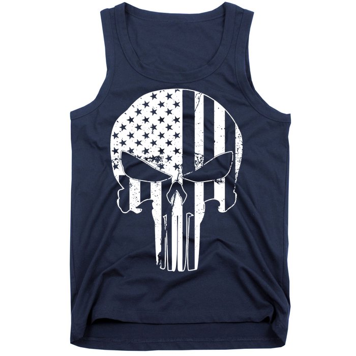 Distressed USA American Skull Tank Top