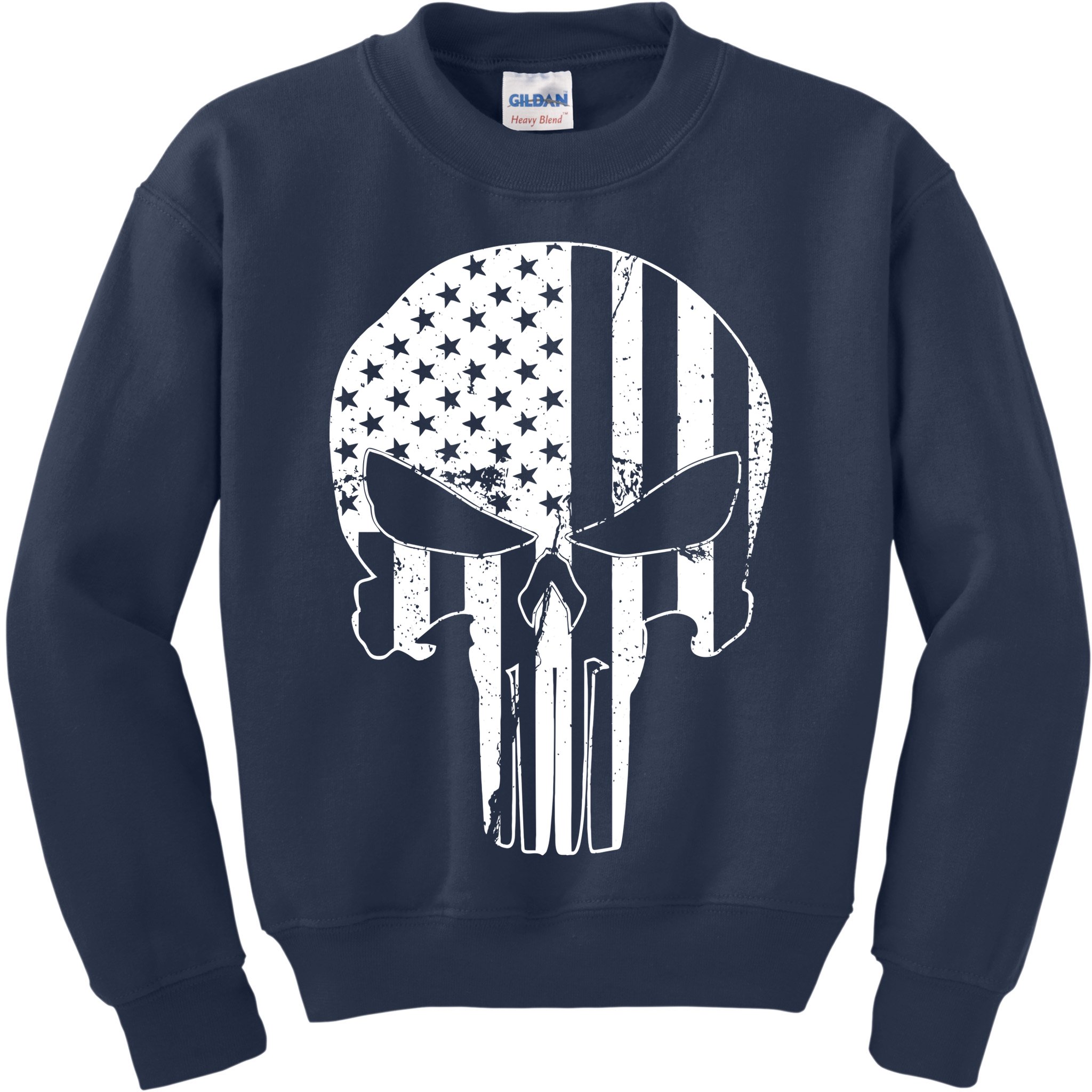 Distressed USA American Skull Kids Sweatshirt
