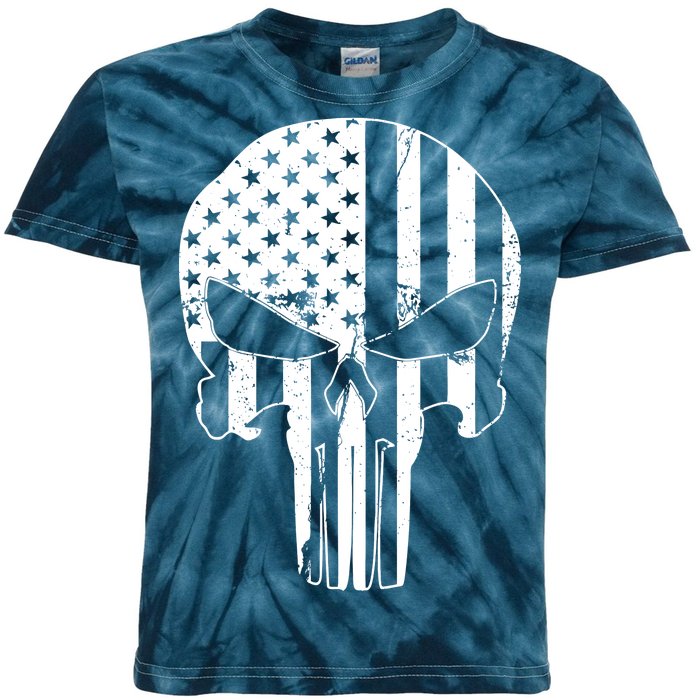 Distressed USA American Skull Kids Tie-Dye T-Shirt