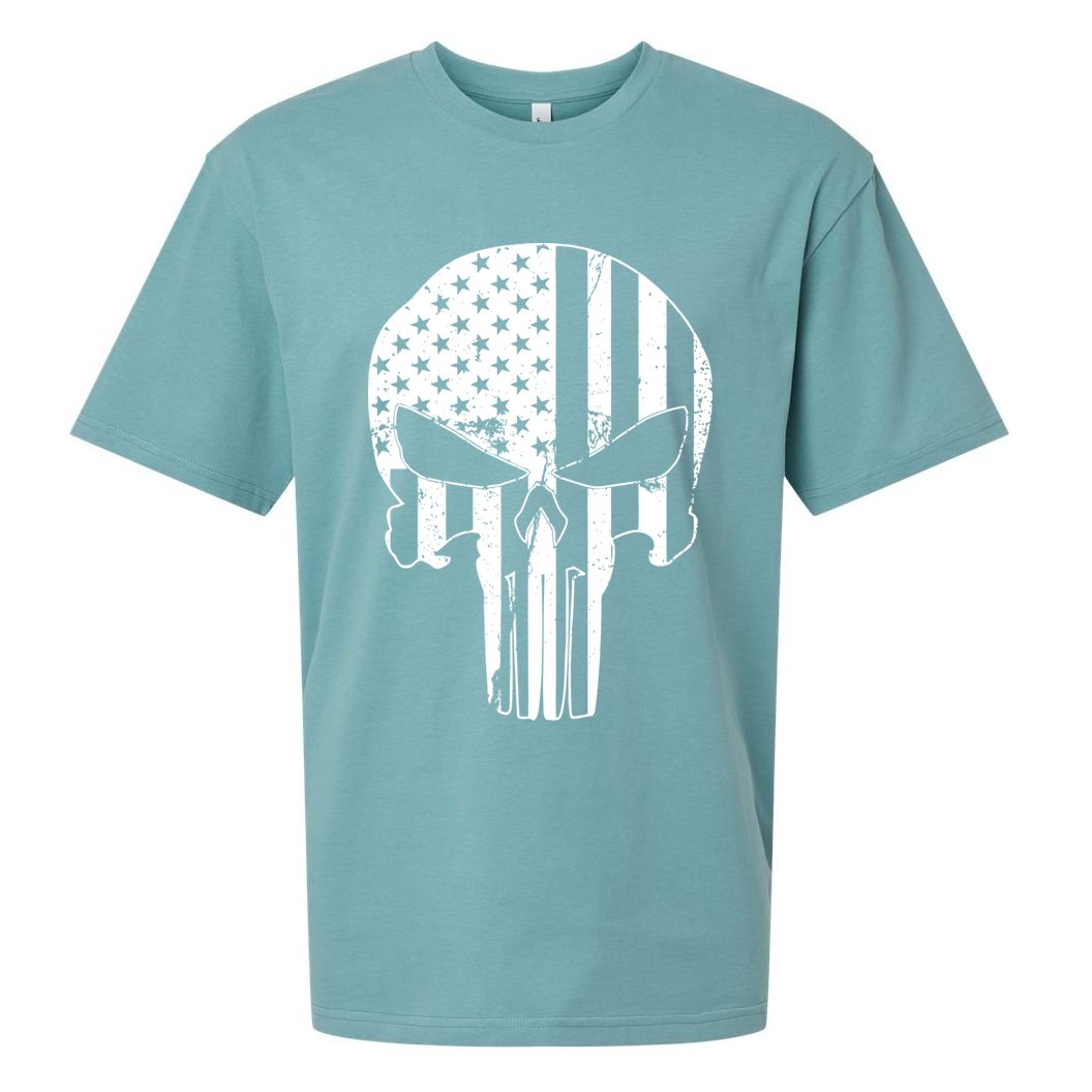 Distressed USA American Skull Sueded Cloud Jersey T-Shirt