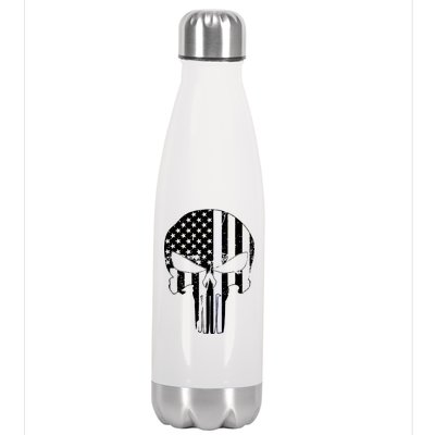 Distressed USA American Skull Stainless Steel Insulated Water Bottle