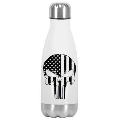 Distressed USA American Skull Stainless Steel Insulated Water Bottle