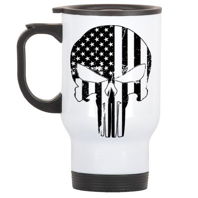 Distressed USA American Skull Stainless Steel Travel Mug