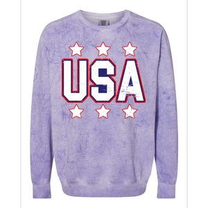 Distressed USA Patriotic Logo Colorblast Crewneck Sweatshirt