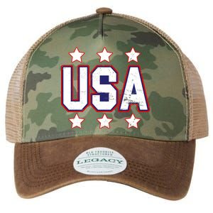 Distressed USA Patriotic Logo Legacy Tie Dye Trucker Hat