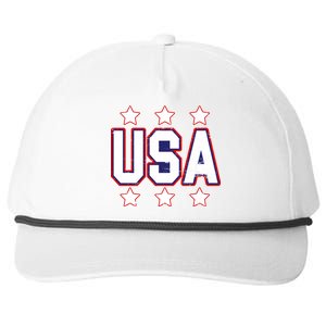 Distressed USA Patriotic Logo Snapback Five-Panel Rope Hat