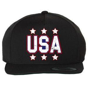 Distressed USA Patriotic Logo Wool Snapback Cap