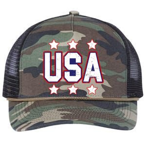 Distressed USA Patriotic Logo Retro Rope Trucker Hat Cap