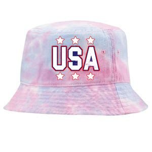 Distressed USA Patriotic Logo Tie-Dyed Bucket Hat