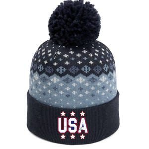 Distressed USA Patriotic Logo The Baniff Cuffed Pom Beanie