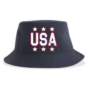 Distressed USA Patriotic Logo Sustainable Bucket Hat