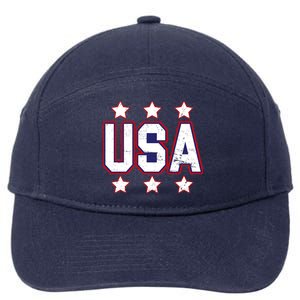 Distressed USA Patriotic Logo 7-Panel Snapback Hat