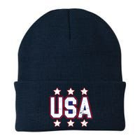 Distressed USA Patriotic Logo Knit Cap Winter Beanie