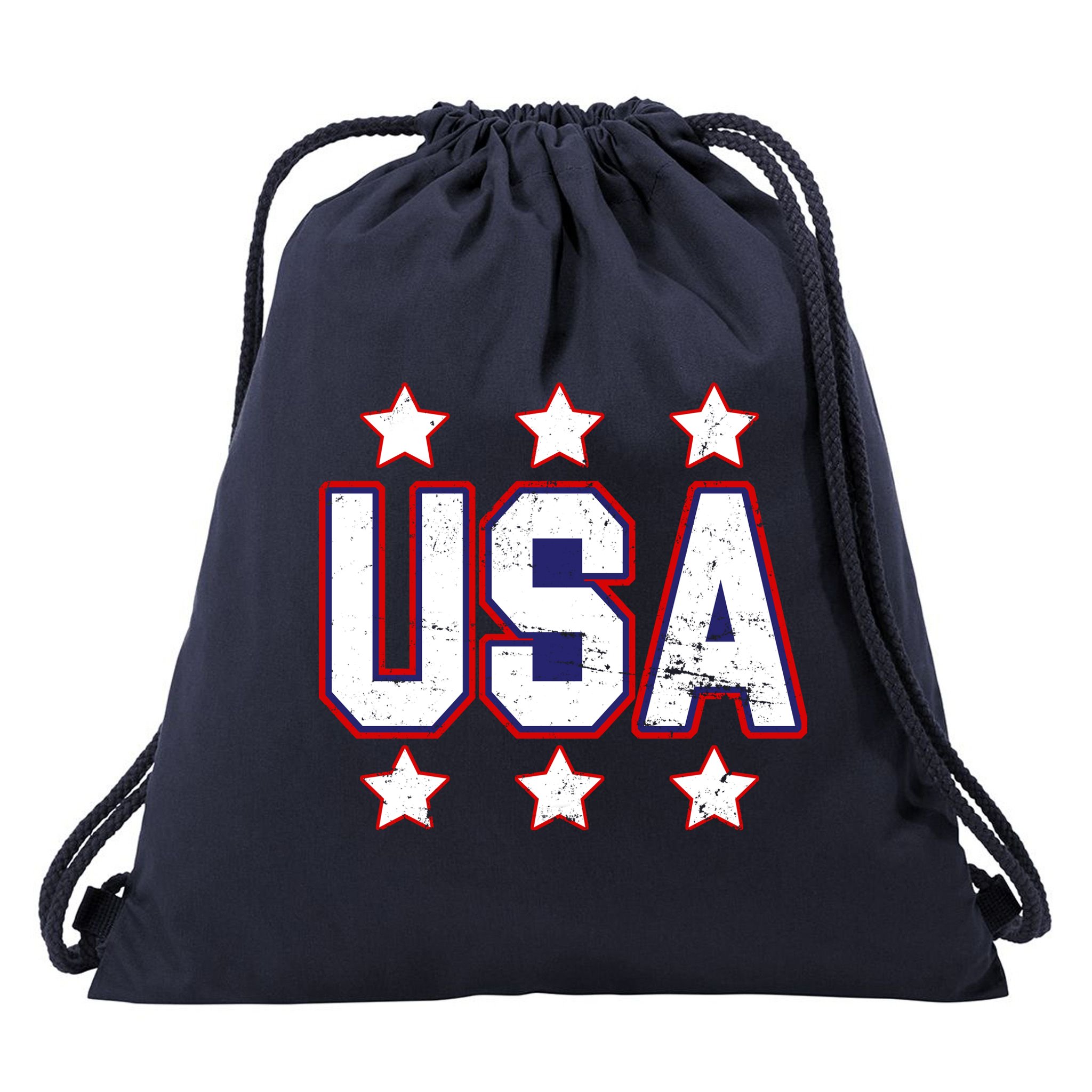 Distressed USA Patriotic Logo Drawstring Bag