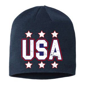 Distressed USA Patriotic Logo Sustainable Beanie