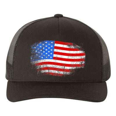 Distressed USA Waving Flag Yupoong Adult 5-Panel Trucker Hat