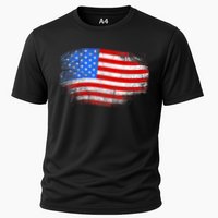 Distressed USA Waving Flag Cooling Performance Crew T-Shirt