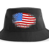 Distressed USA Waving Flag Sustainable Bucket Hat