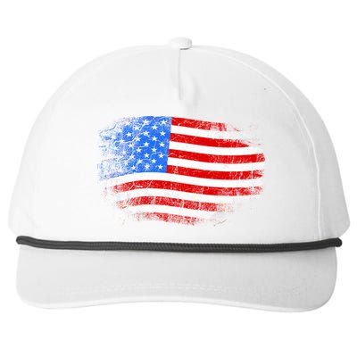 Distressed USA Waving Flag Snapback Five-Panel Rope Hat