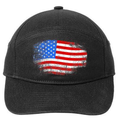 Distressed USA Waving Flag 7-Panel Snapback Hat