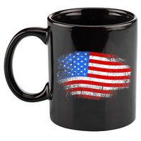 Distressed USA Waving Flag 11oz C Handle Ceramic Mug
