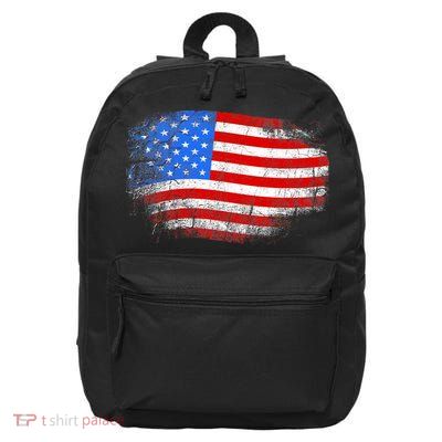 Distressed USA Waving Flag 16 in Basic Backpack