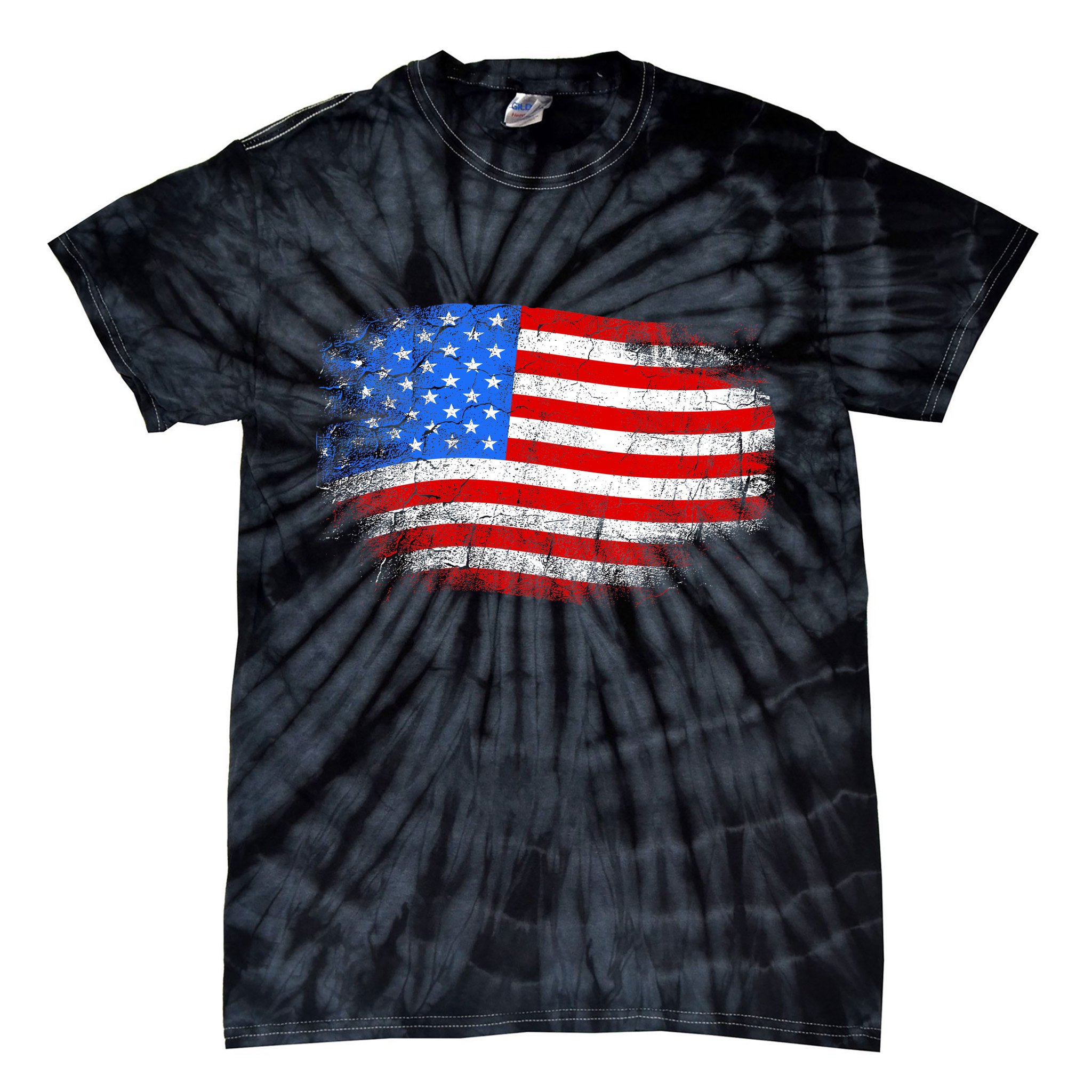 Distressed USA Waving Flag Tie-Dye T-Shirt