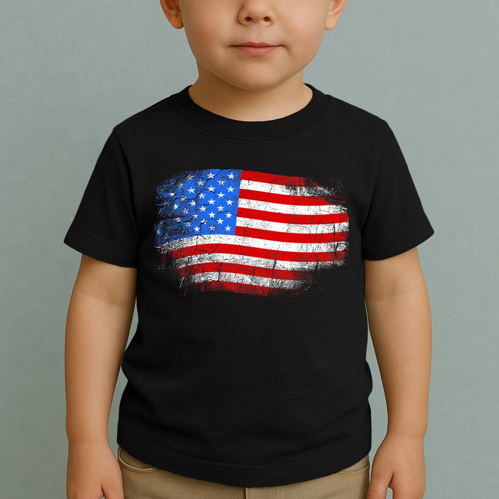 Distressed USA Waving Flag Toddler T-Shirt